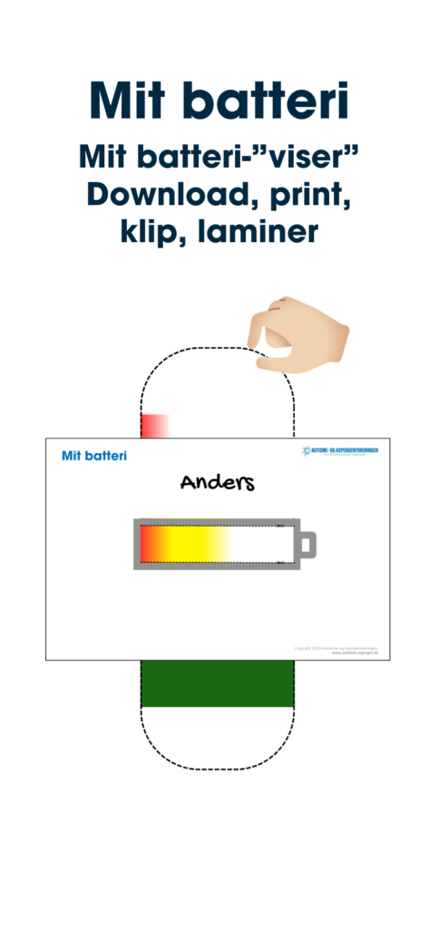 Laminerings ark med mit batteri, for visualisering af overskud